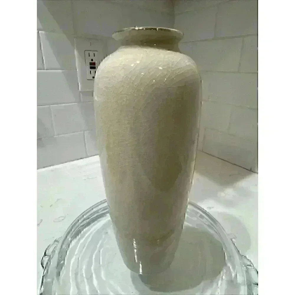 VTG Floral Vase Gold Artmark Japan Blue Red Orange Green Pink 9 in